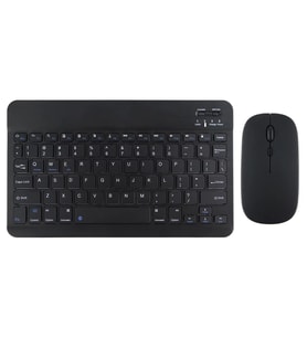 Bluetooth Kablosuz Şarjlı Klavye Mouse Seti Ultra Slim Tablet Telefon Windows Uyumlu (Siyah)