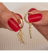Gümüş Gold Sallantılı Başak Kadın Küpe