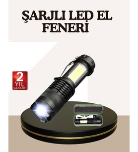 Küçük Boy Şarjlı Led El Feneri Taşınabilir Klipsli
