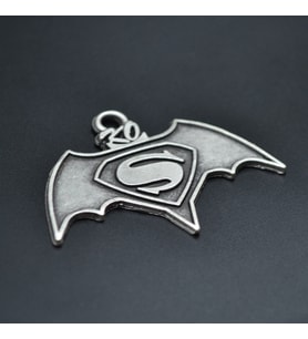 Batman Süperman Kolye Ucu - Antik Gümüş Kaplama - Kod:124