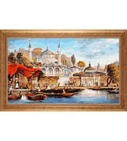 Çerçeveli Paspartulu Manzara Tablo ah1741 (Gold)