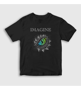 Presmono Unisex Çocuk Siyah Eye Imagine Dragons T-Shirt 399498tt