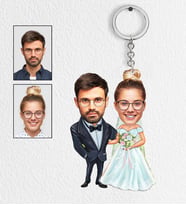 Kişiye Özel En Güzel Gelin Damat 3 Tasarımlı Karikatür Anahtarlık