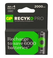 GP Batteries ReCyko Pro 2100 Serisi 2000 mAh AA Kalem Ni-Mh Şarjlı Pil, 1.2 Volt, 4'lü Kartela