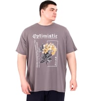 Mode XL Büyük Beden Erkek T-Shirt Bisiklet Yaka OPTIMISTIC U25028 Füme