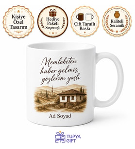 Memleketten Gelen Haber Temalı Kupa Bardak Nostaljik Hediye