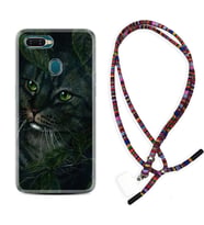 Oppo A5S A15 A16 A54 A55 A73 A74 Kılıf Boyun Asklı Rasta Silikon Flowers Cat 1345