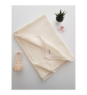 %100 Pamuklu , Dantelli Pike Bebek Battaniyesi 85x90