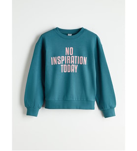 LCW Kids Petrol Bisiklet Yaka Kız Çocuk Sweatshirt