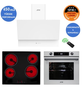 Eminçelik ve AFM Tech MARKALI/ SEHER Elektrikli Vitro. Dijital  Ankastre Set (VC640+FM7701+ FM3401) (Beyaz)