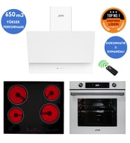 Eminçelik ve AFM Tech MARKALI/ SEHER Elektrikli Vitro. Dijital  Ankastre Set (VC640+FM7701+ FM3401) (Beyaz)