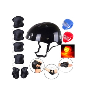 Paten Scooter Kaykay Kaskı Ikazlı Çocuk Kask Dizlik Dirseklik Ellik Koruyucu Set Led Işıklı
