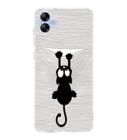 Samsung Galaxy A04e  Kapak Çizgi Kedi (Beyaz) Tasarımlı Şeffaf Kılıf