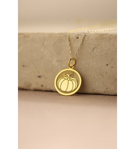 Kişiye Özel 925 Ayar Gümüş Balkabağı Figürlü Kolye (Gold)