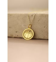 Kişiye Özel 925 Ayar Gümüş Balkabağı Figürlü Kolye (Gold)