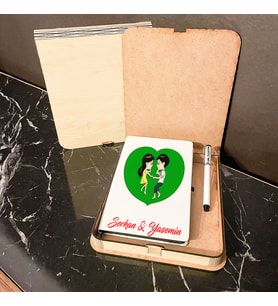 En Güzel Sevgili Hediyesi Ahşap Kutulu Defter Kalem Set 006