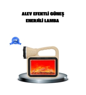 Mey İthalat® Alev Efektli Solar Lamba COB Işıklı Taşınabilir Bahçe Kamp Aydınlatma