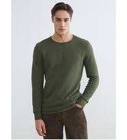 LC WAIKIKI Yeşil Bisiklet Yaka Uzun Kollu Erkek Pijama Üst