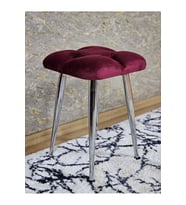 Kare Krom Kaplama Konik Ayaklı Tabure - Oturak - Bar Taburesi - Ayaklı Tabure Bordo Renk 48 x 33 Boyut/Ebat (Çok Renkli)
