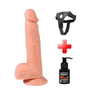 OdinsShop 21 cm Belden Bağlamalı Kumandalı Titreşimli Realistik Penis + Kemer + Kayganlaştırıcı Hediyeli