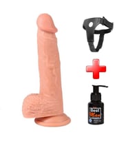 OdinsShop 21 cm Belden Bağlamalı Kumandalı Titreşimli Realistik Penis + Kemer + Kayganlaştırıcı Hediyeli