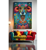 SOYUT SANATSAL KÖPEK II Ev Duvar Salon Güzellik Salonu Ofis Dükkan Dekarasyon Kanvas Tablo (Akçaağaç)