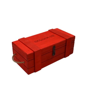 El Yapımı Kırmızı Ahşap Kutu İsme Özel 30X14cm Genişlik 10Cm Yük.