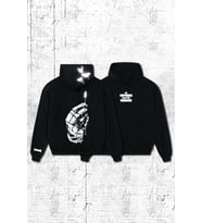 Hoodie Unisex Fire Sırt ve Ön Baskılı Oversize Siyah Kapüşonlu Kalın Sweatshirt