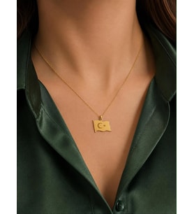 Kişiye Özel Türk Bayrağı Kolye 925K Gümüş (Gold)