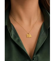 Kişiye Özel Türk Bayrağı Kolye 925K Gümüş (Gold)