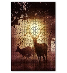 Cakapuzzle Sonbahar Güneş Işınları Geyik Silüetleri Puzzle Yapboz MDF (Ahşap) (120 Parça)