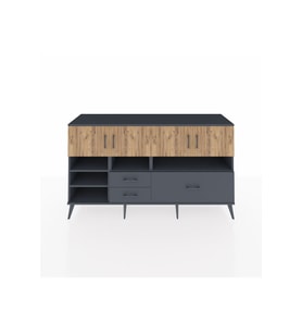 Hyperion Konsol 8 Raflı 3 Çekmeceli 4 Kapaklı 176x44x99 Antrasit-Çam/Antrasit