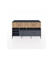 Hyperion Konsol 8 Raflı 3 Çekmeceli 4 Kapaklı 176x44x99 Antrasit-Çam/Antrasit