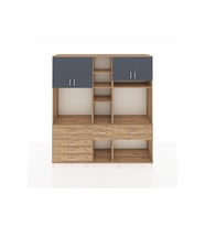 Hyperion Dolap 11 Raflı 6 Çekmeceli 4 Kapaklı 220x44x243 Çam-Antrasit/Çam