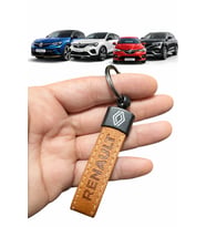 Renault Ve Logolu Anahtarlık SUNİ Deri (KAHVERENGİ) (Standart)