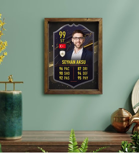 BK Gift Kişiye Özel Doğal Masif Ahşap Çerçeveli Tablo 30x40cm Futbolcu Kartı-7