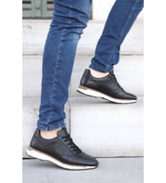 FAST STEP Hakiki Deri Erkek Spor Ayakkabı 723MA120 (Siyah)