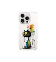 iPhone 15 Pro Max ile Uyumlu Splash Kedi Tasarımlı Şeffaf Silikon Kılıf