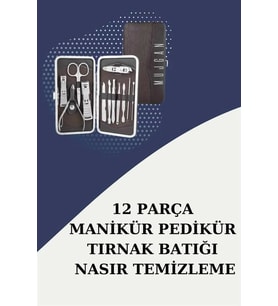 12 Parça Paslanmaz Çelik Kompakt ve Taşınabilir Manikür Makası Tırnak Makası