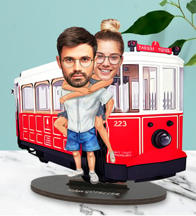 Kişiye Özel Taksim Tramvay Tasarımlı Karikatür Biblo