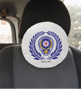 BK Gift Kişiye Özel İsimli Polis Tasarımlı Yuvarlak Araç Koltuk Yastığı-3