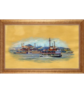 Çerçeveli Paspartulu Manzara Tablo ah1325 (Gold)