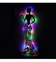 Lucenda Led Işıklı Kadın Temalı Tablo Bloom Dekoratif Gece Lambası (Çok Renkli)
