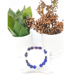 LAPİS LAZULİ AKUAMARİN AMETİST HEMATİT ELASTİK BİLEKLİK