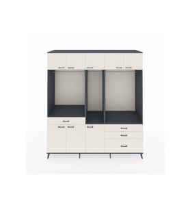 Kronos Dolap 8 Raflı 4 Çekmeceli 3 Askılı 220x59x243 Antrasit-Aytaşı/Aytaşı