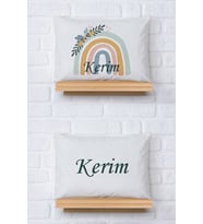 Pia Baby Premium %100 Pamuk İkili İsim Yazılı Bebek Yastık Kılıfı – 35x45 cm Organik Baskı 5074-13 (Ekru)