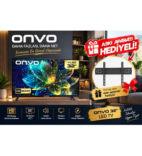 Onvo 32VL50F3HA 32" 82 Ekran + Askı Aparatı Hediye