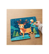 Sevimli Noel Geyiği Tasarımlı 24 Parça Ahşap Çocuk Puzzle MPK0837