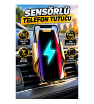 Sensörlü Kablosuz Şarj Destekli Araç Havalandırma Telefon Tutucu 360° Dönebilir