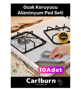 Premium Seri Yağ Kir Koruyucu İz Bırakmaz Kolay Temizlenir Ocak Koruyucu Alüminyum Ped Seti 10 Adet